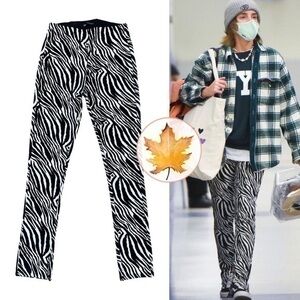 Zara • Zebra Print Slit Leggings Pants M ASO Emma Watson